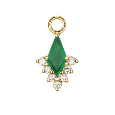 "Jasmine" Charm in Gold with Green Chalcedony & Diamonds