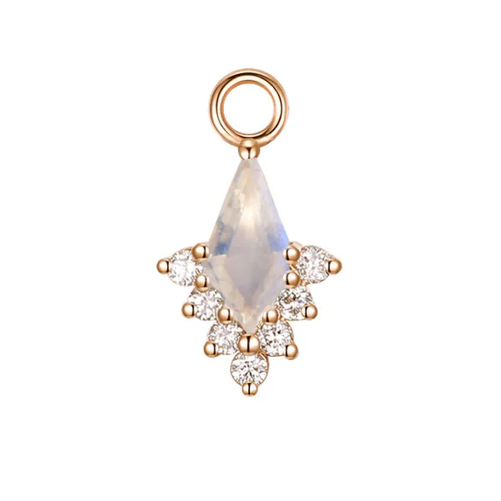 "Jasmine" Charm in Gold with Moonstone & Diamonds
