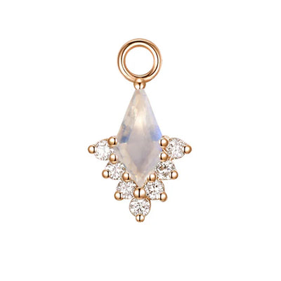 "Jasmine" Charm in Gold with Moonstone & Diamonds