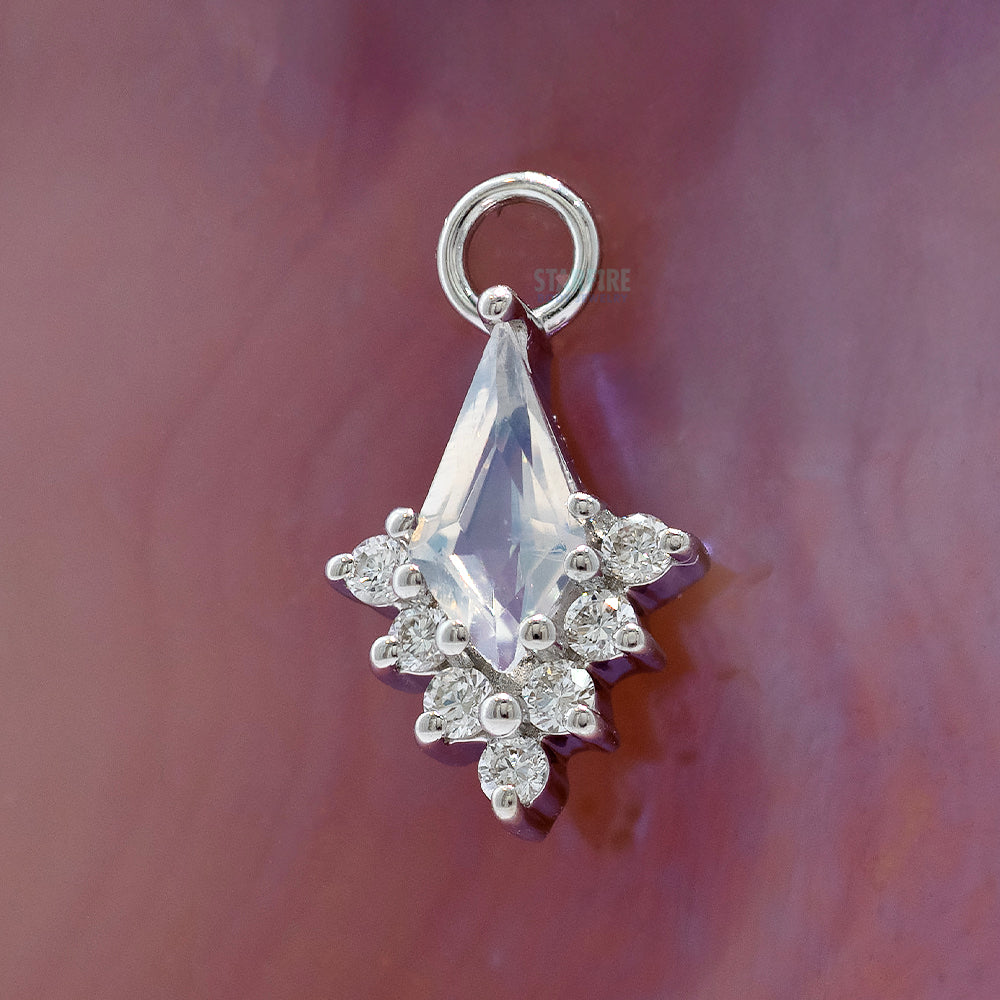 "Jasmine" Charm in Gold with Moonstone & Diamonds
