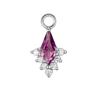 "Jasmine" Charm in Gold with Rhodolite Garnet & Diamonds