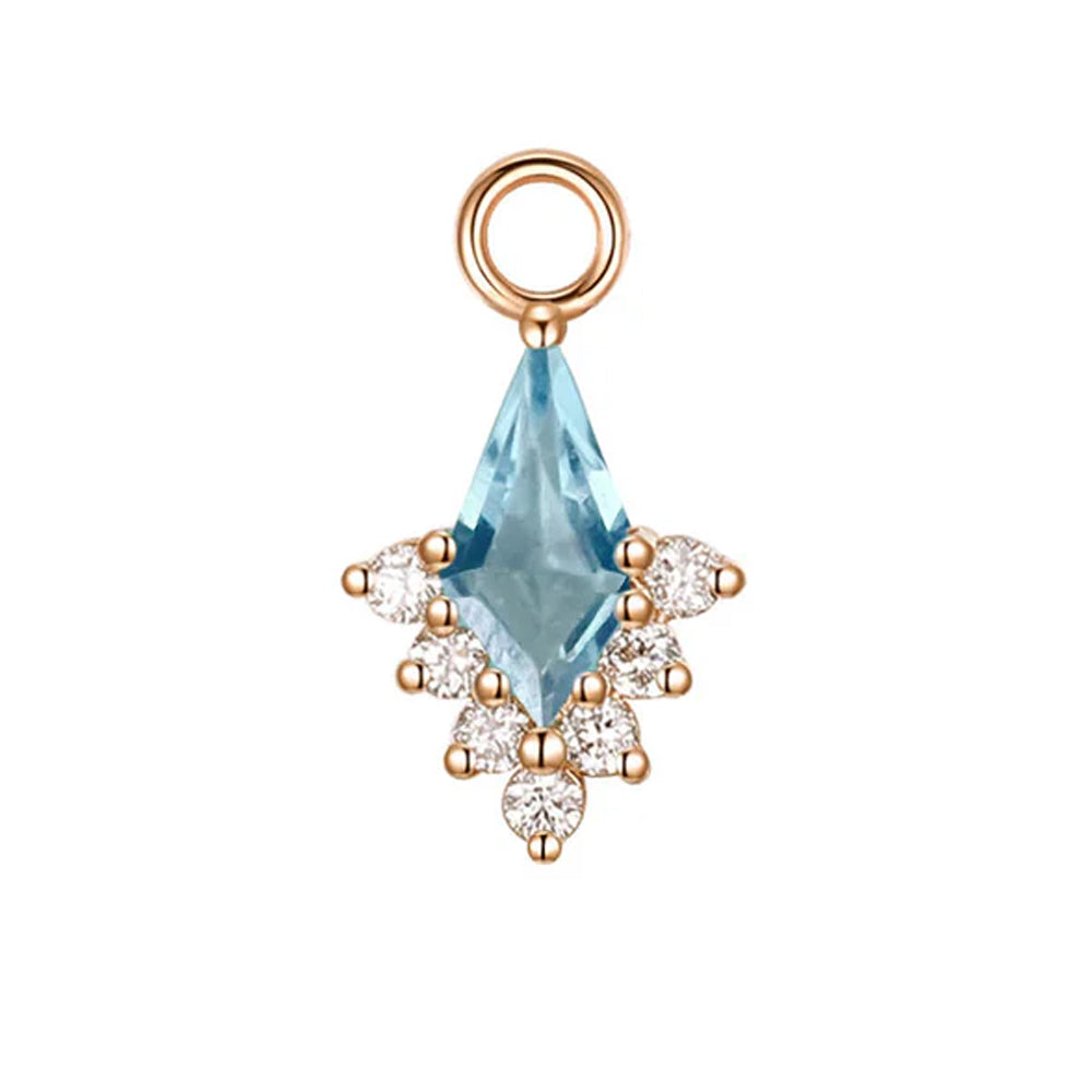 "Jasmine" Charm in Gold with Swiss Blue Topaz & Diamonds