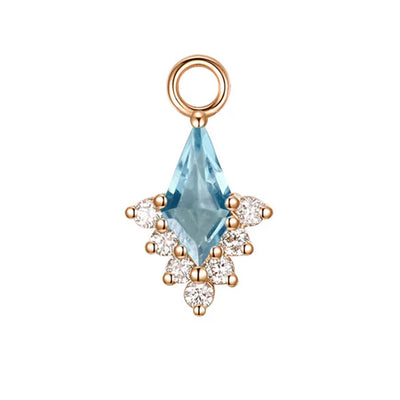 "Jasmine" Charm in Gold with Swiss Blue Topaz & Diamonds