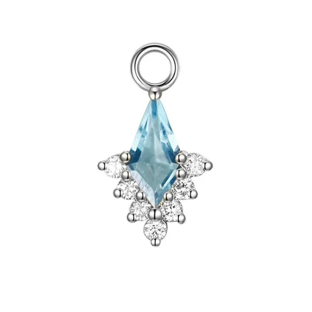 "Jasmine" Charm in Gold with Swiss Blue Topaz & Diamonds