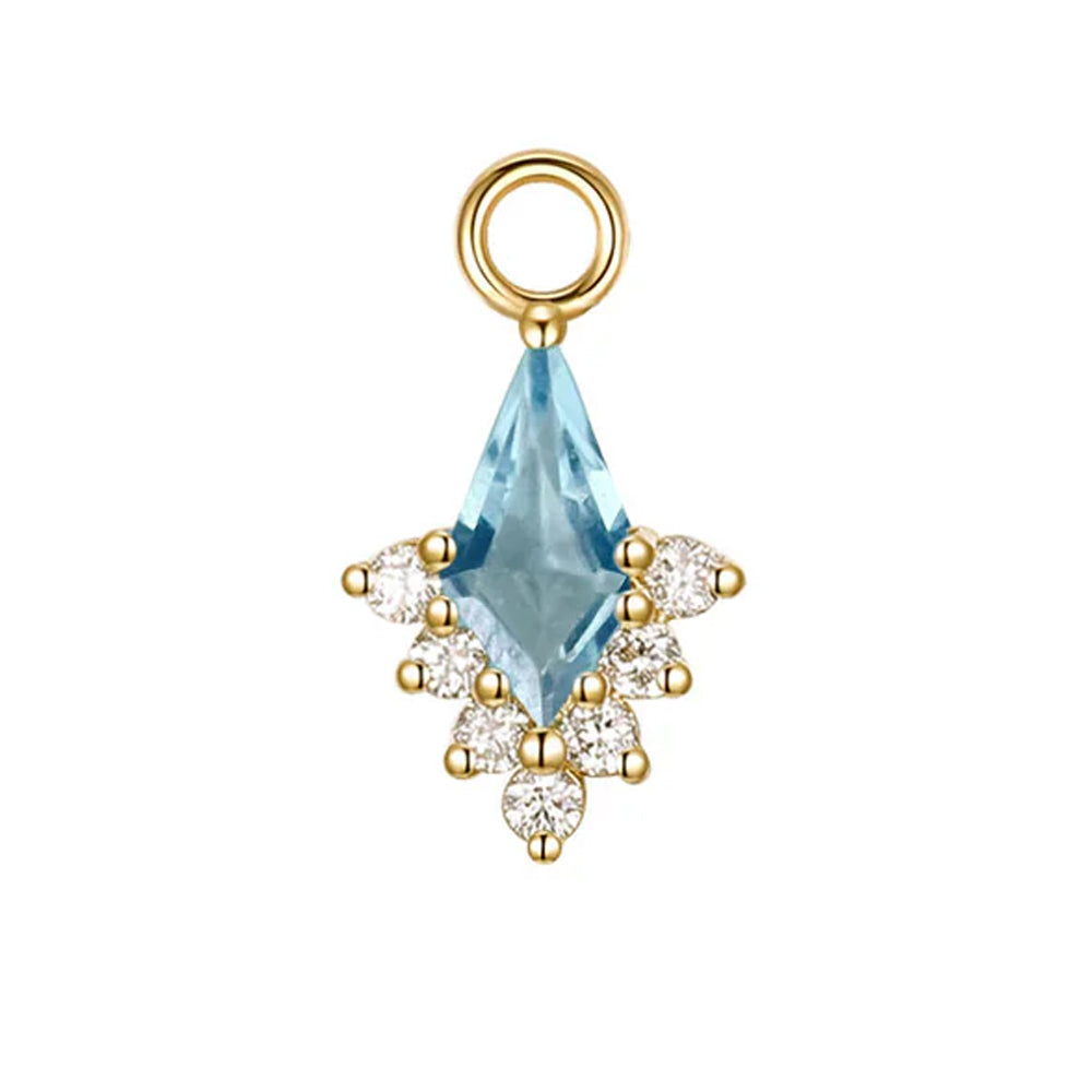 "Jasmine" Charm in Gold with Swiss Blue Topaz & Diamonds
