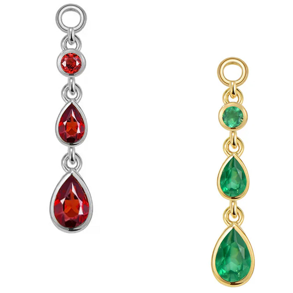 "Blood Drip" Chain Charm in Gold with Genuine Gemstones