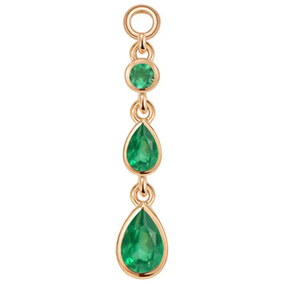 "Blood Drip" Chain Charm in Gold with Genuine Gemstones