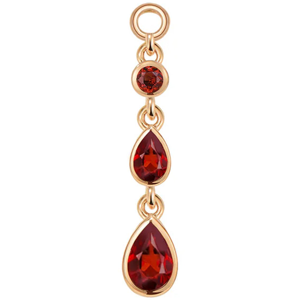 "Blood Drip" Chain Charm in Gold with Genuine Gemstones