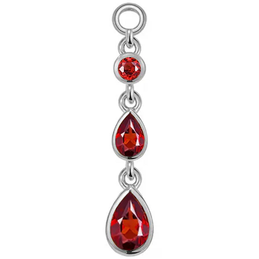 "Blood Drip" Chain Charm in Gold with Genuine Gemstones