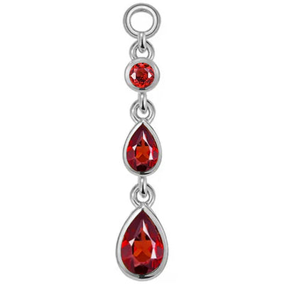 "Blood Drip" Chain Charm in Gold with Genuine Gemstones