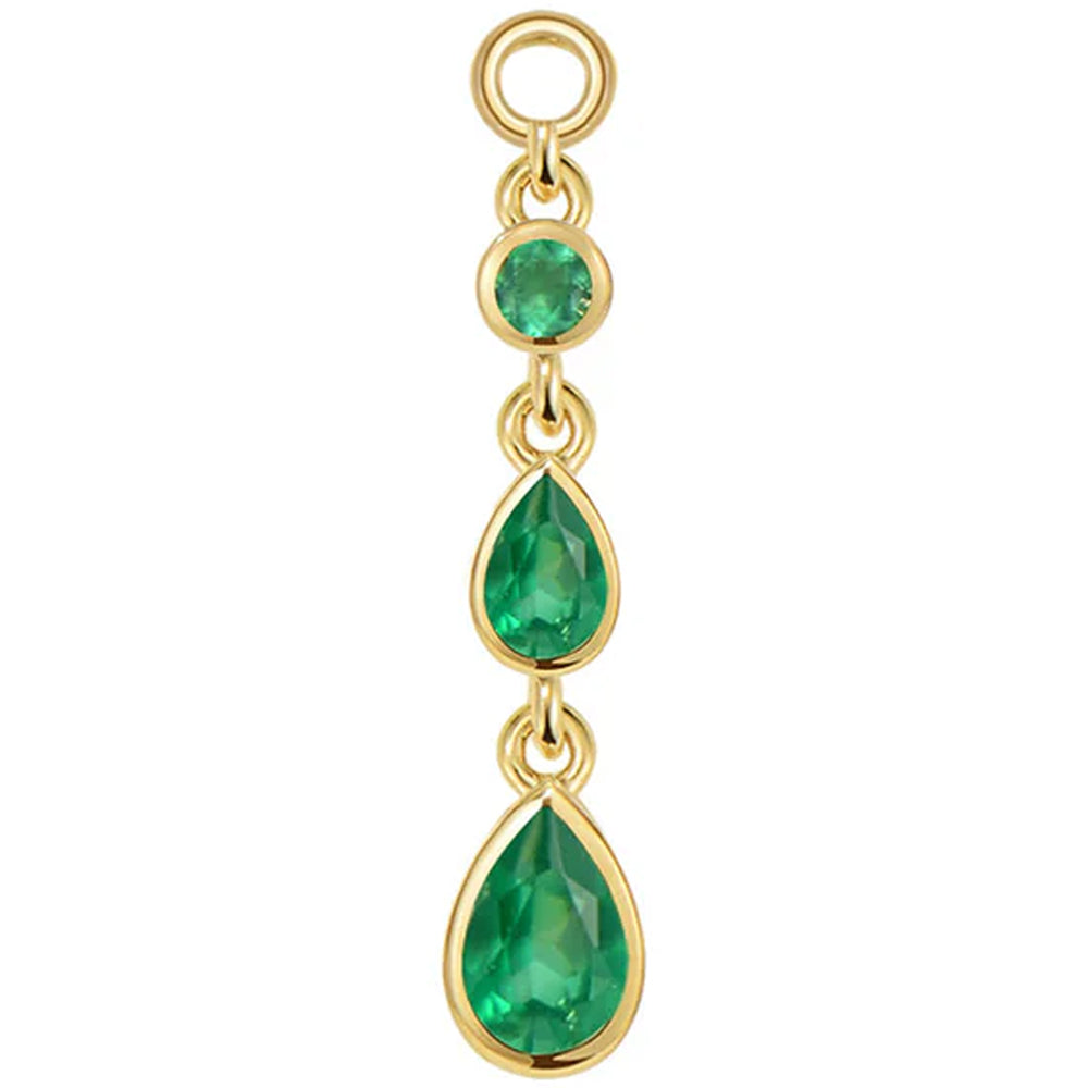 "Blood Drip" Chain Charm in Gold with Genuine Gemstones