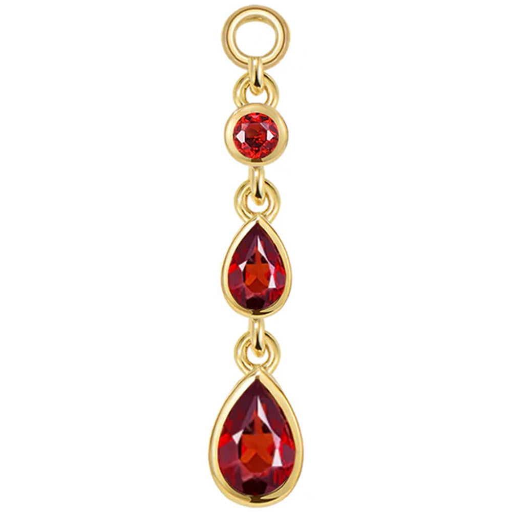 "Blood Drip" Chain Charm in Gold with Genuine Gemstones