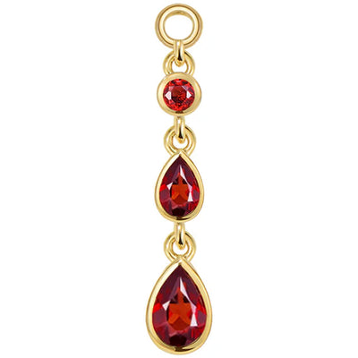 "Blood Drip" Chain Charm in Gold with Genuine Gemstones