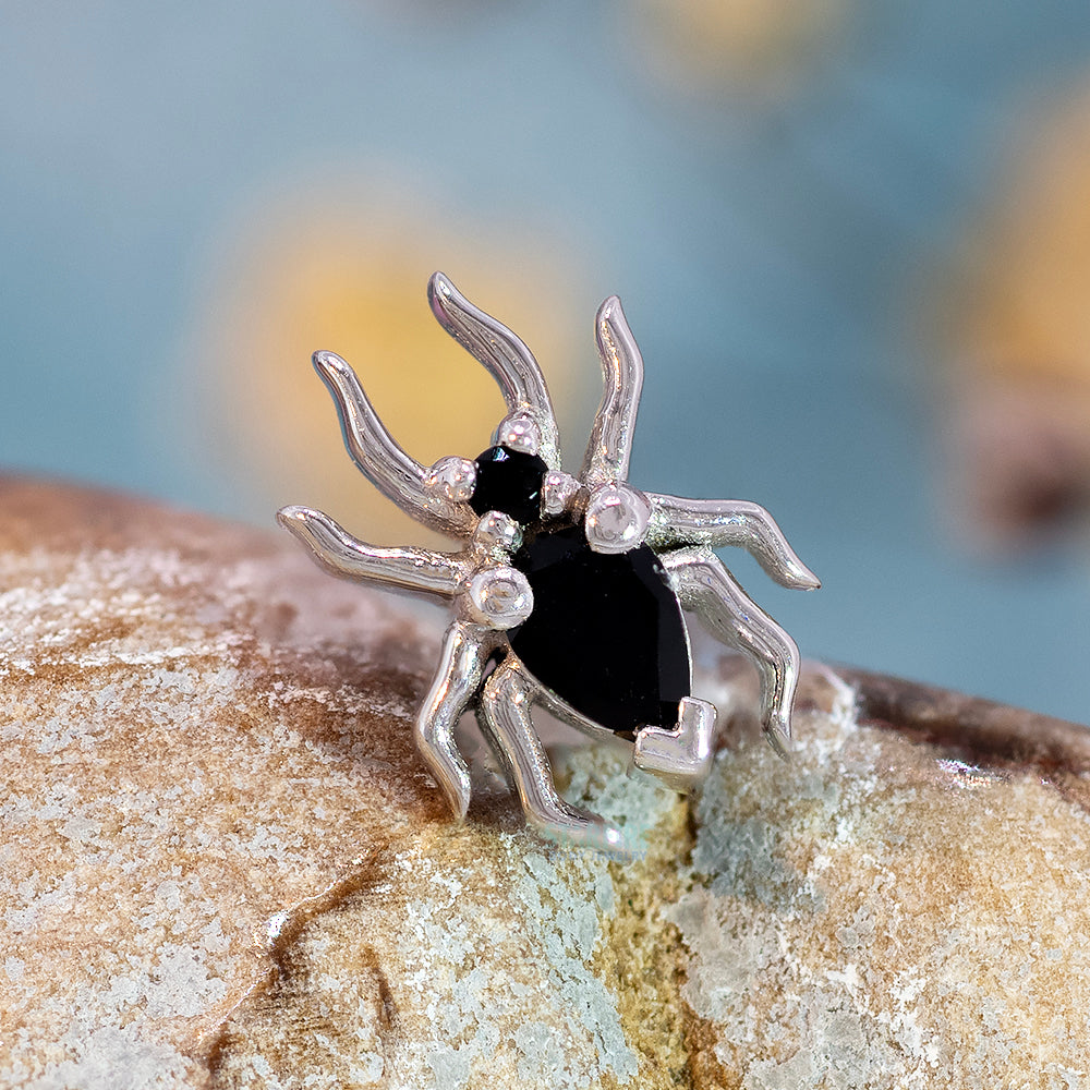 "Sabrina Spider" Threaded End in Gold & Platinum with Onyx