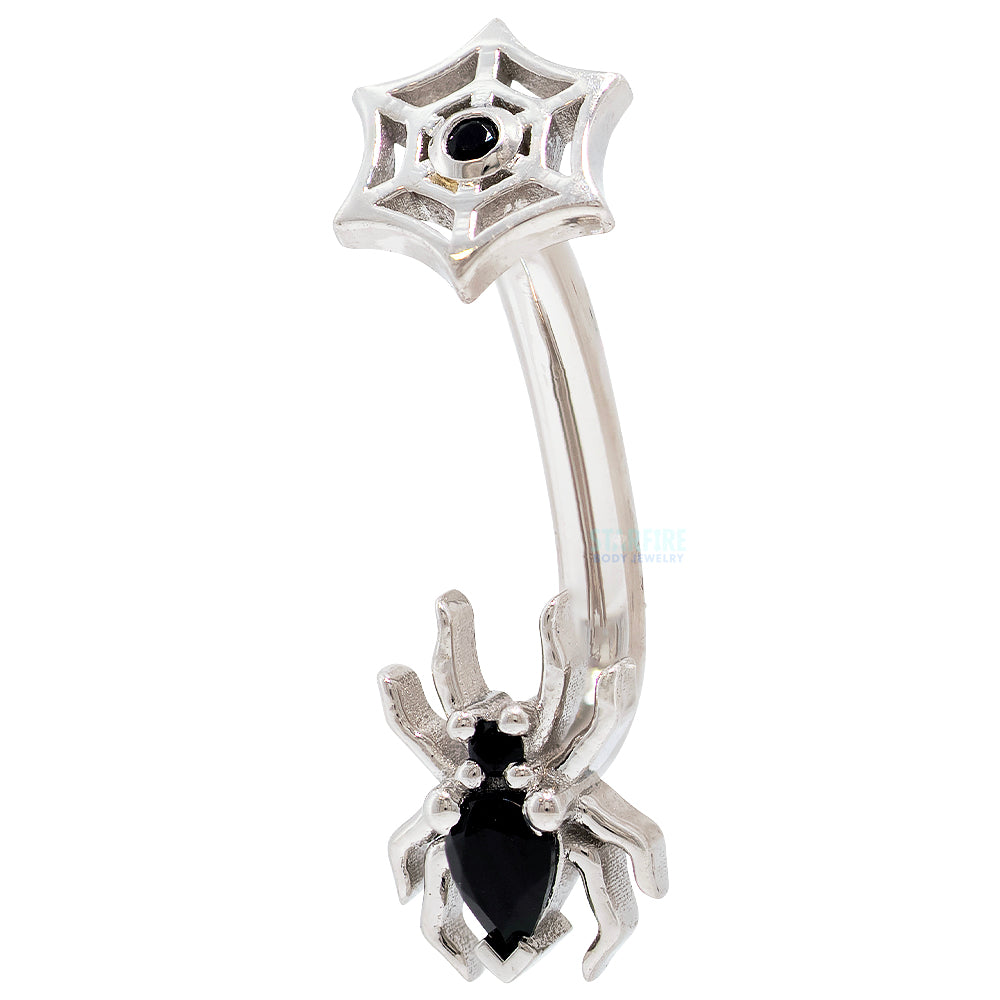 "Spooky Sabrina" Navel J Curve in Gold & Platinum with Onyx