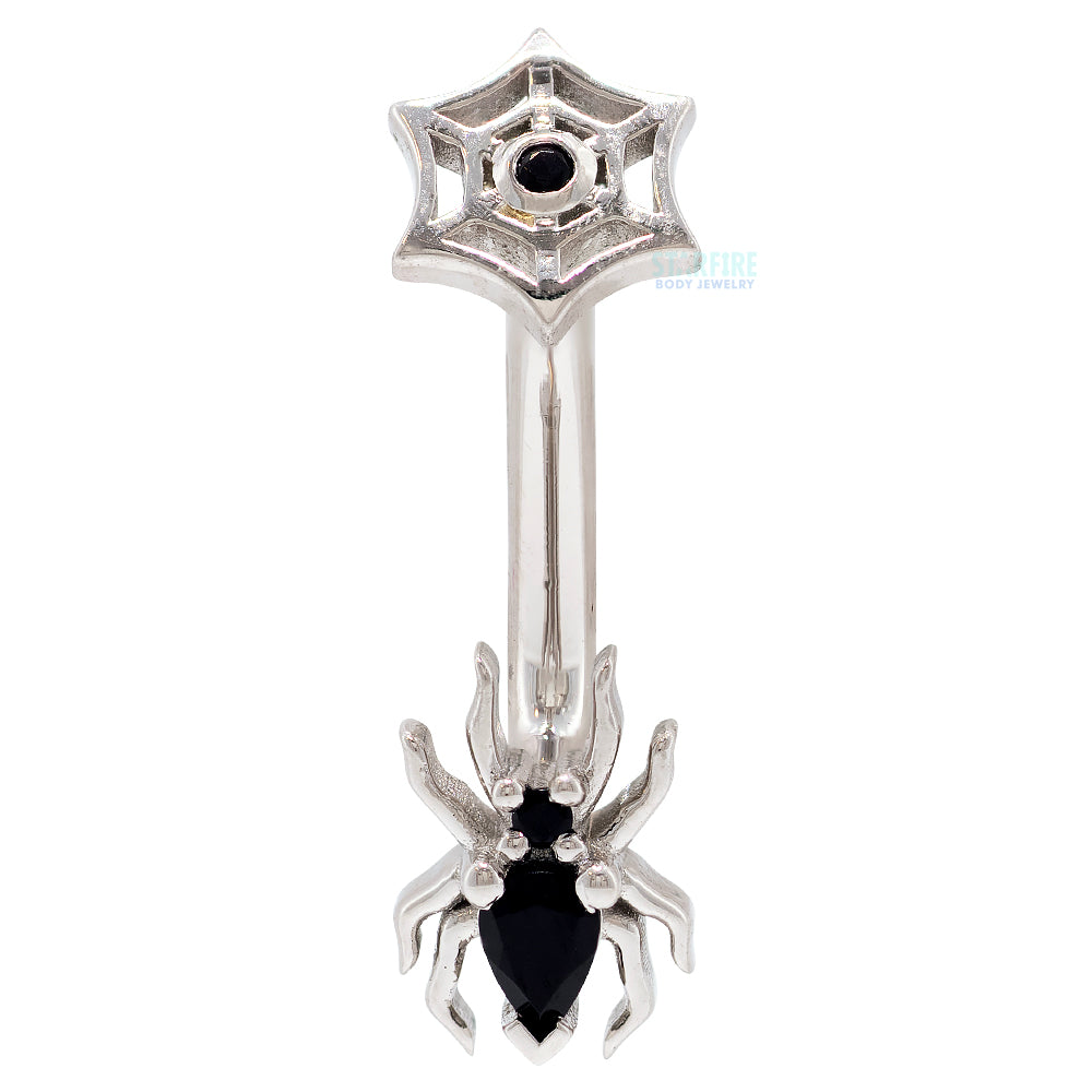 "Spooky Sabrina" Navel J Curve in Gold & Platinum with Onyx