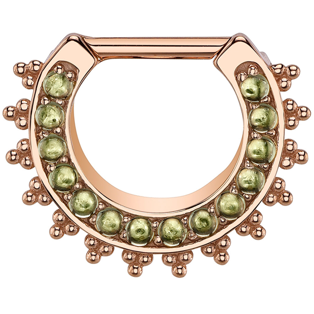 "Angel's Light" Hinge Ring in Gold & Platinum with Peridot