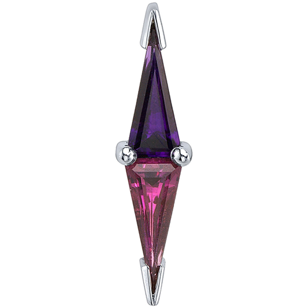 "Juxtapose" Threaded End in Gold & Platinum with Amethyst & Rhodolite