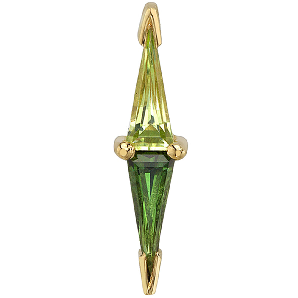"Juxtapose" Threaded End in Gold & Platinum with Peridot & Green Tourmaline