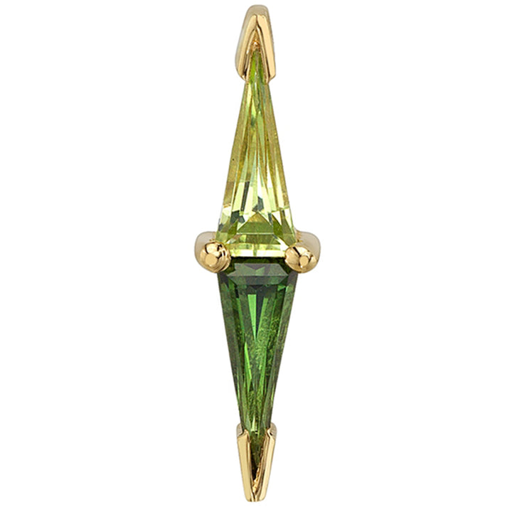 "Juxtapose" Threaded End in Gold & Platinum with Peridot & Green Tourmaline