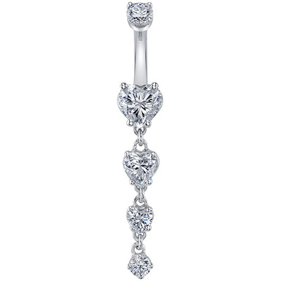 "Isabel's Heart" Navel Curve in Gold & Platinum with White CZ's