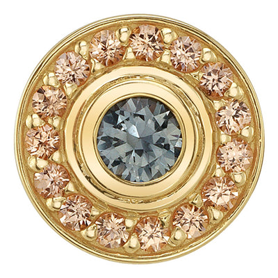 "Modena" Threaded End in Gold & Platinum with Grey Diamond & Champagne Diamonds