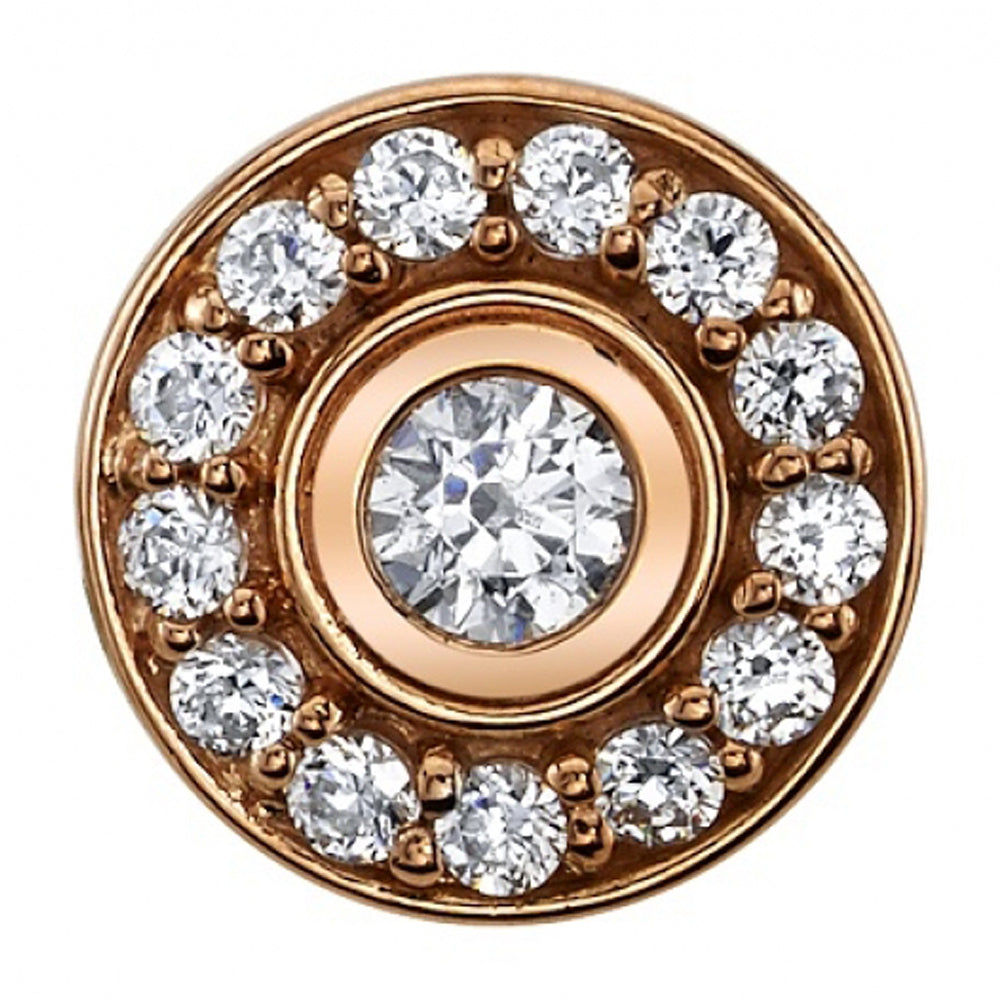 "Modena" Threaded End in Gold & Platinum with White CZ's