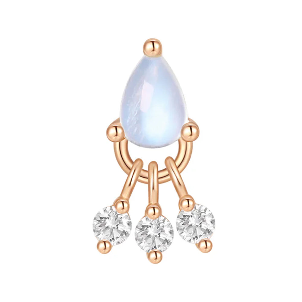 threadless: "Tinsel" End with Dangle in Gold with Blue Moonstone & Moissanite