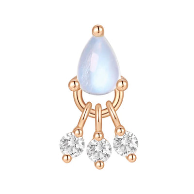 threadless: "Tinsel" End with Dangle in Gold with Blue Moonstone & Moissanite