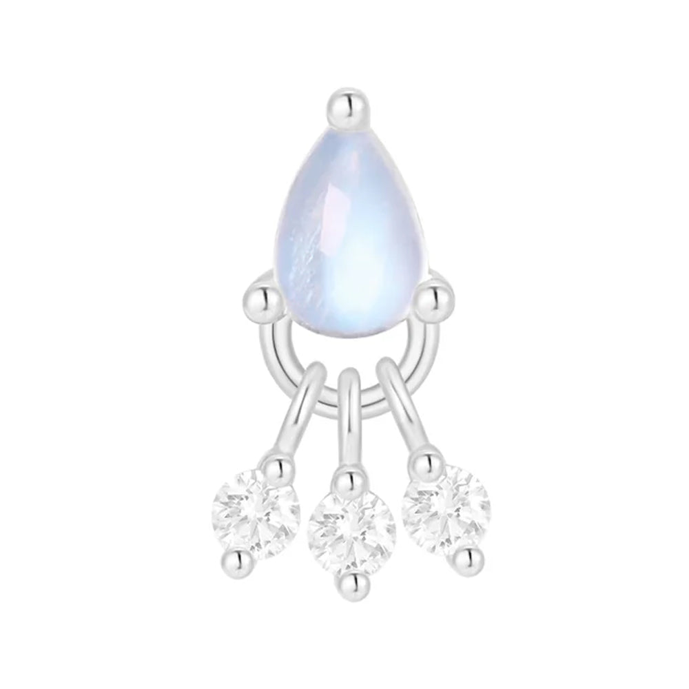 threadless: "Tinsel" End with Dangle in Gold with Blue Moonstone & Moissanite