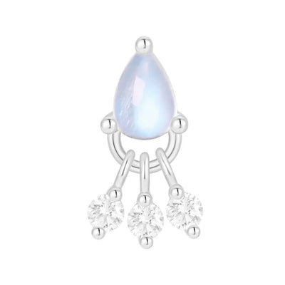 threadless: "Tinsel" End with Dangle in Gold with Blue Moonstone & Moissanite