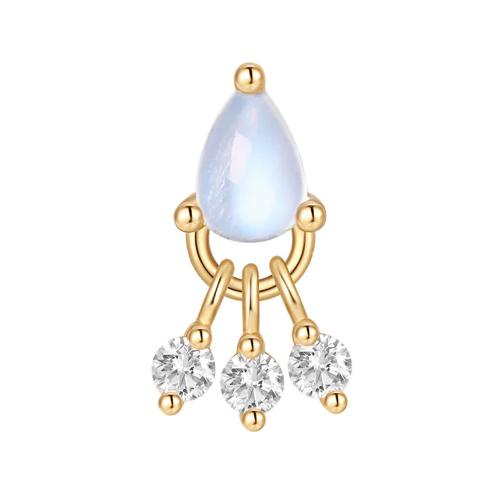 threadless: "Tinsel" End with Dangle in Gold with Blue Moonstone & Moissanite