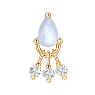 threadless: "Tinsel" End with Dangle in Gold with Blue Moonstone & Moissanite