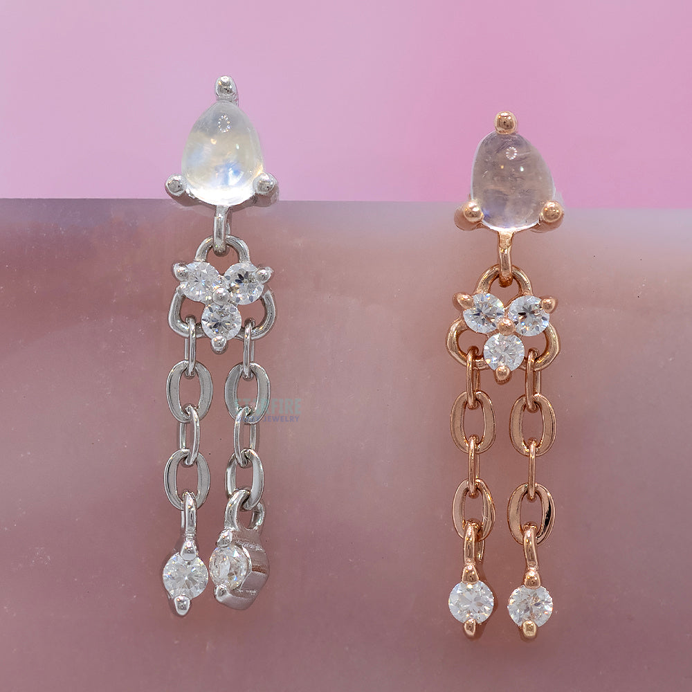 threadless: "Aurora" End with Chains in Gold with Blue Moonstone & Moissanite