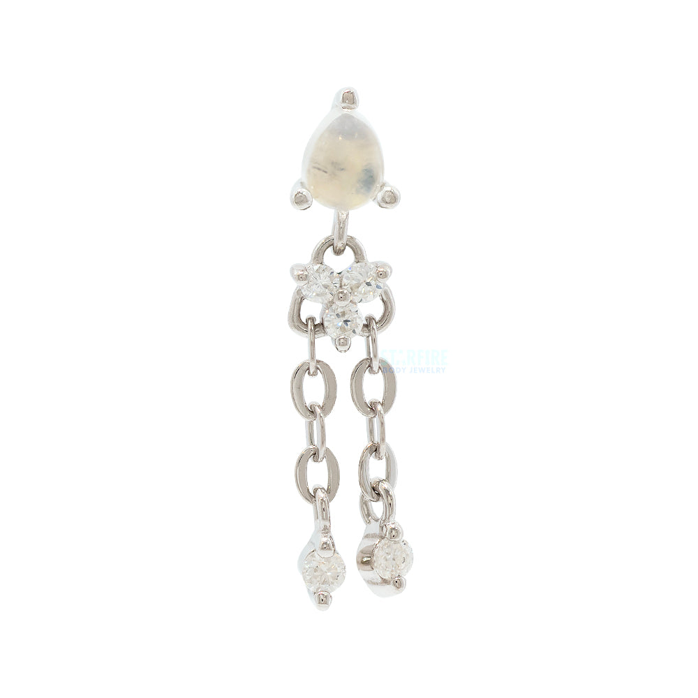 threadless: "Aurora" End with Chains in Gold with Blue Moonstone & Moissanite