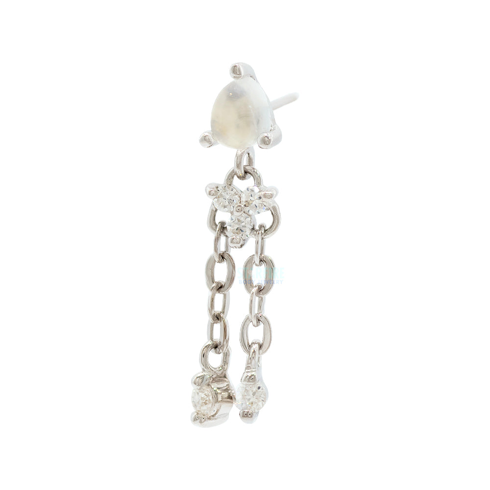 threadless: "Aurora" End with Chains in Gold with Blue Moonstone & Moissanite