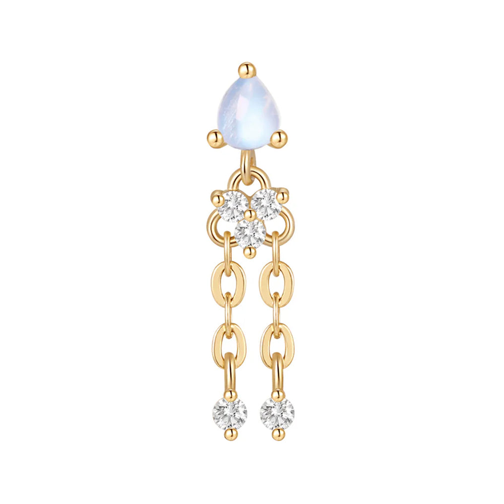 threadless: "Aurora" End with Chains in Gold with Blue Moonstone & Moissanite