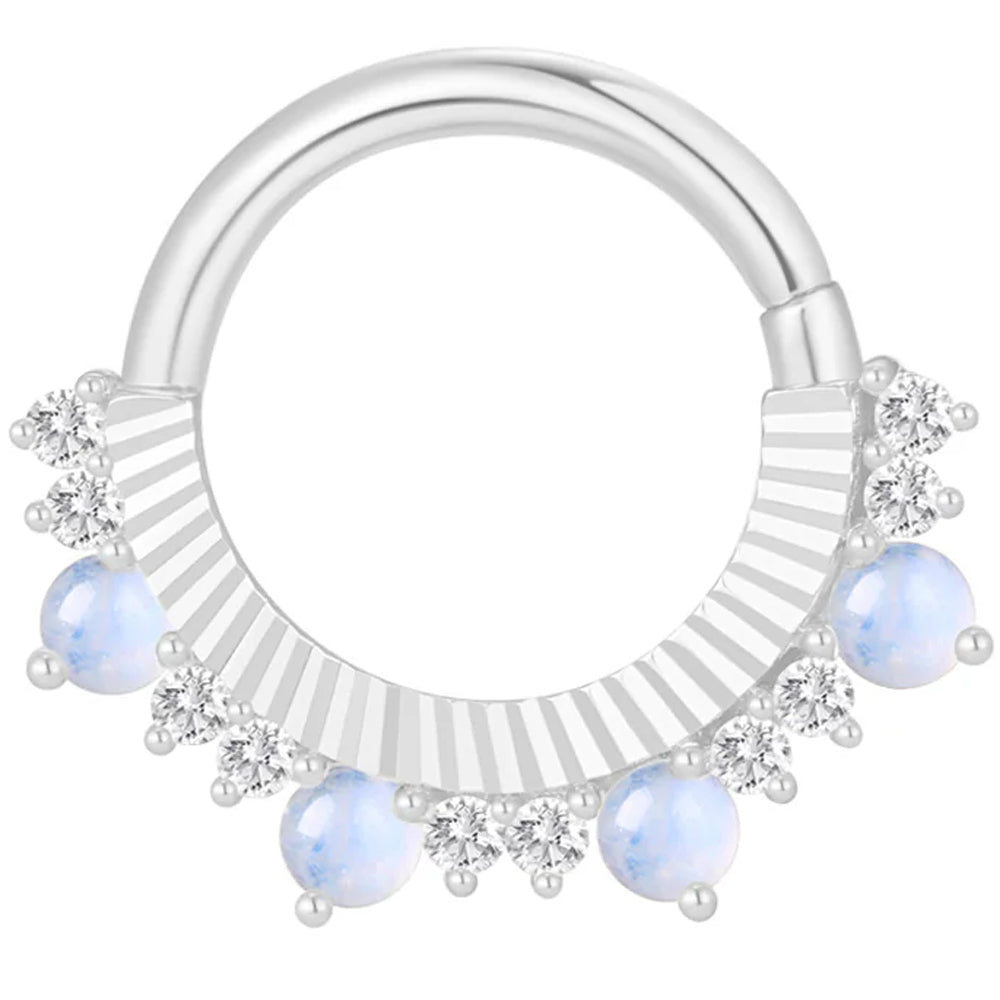 "Beloved" Seam Ring in Gold with Blue Moonstone & Moissanite