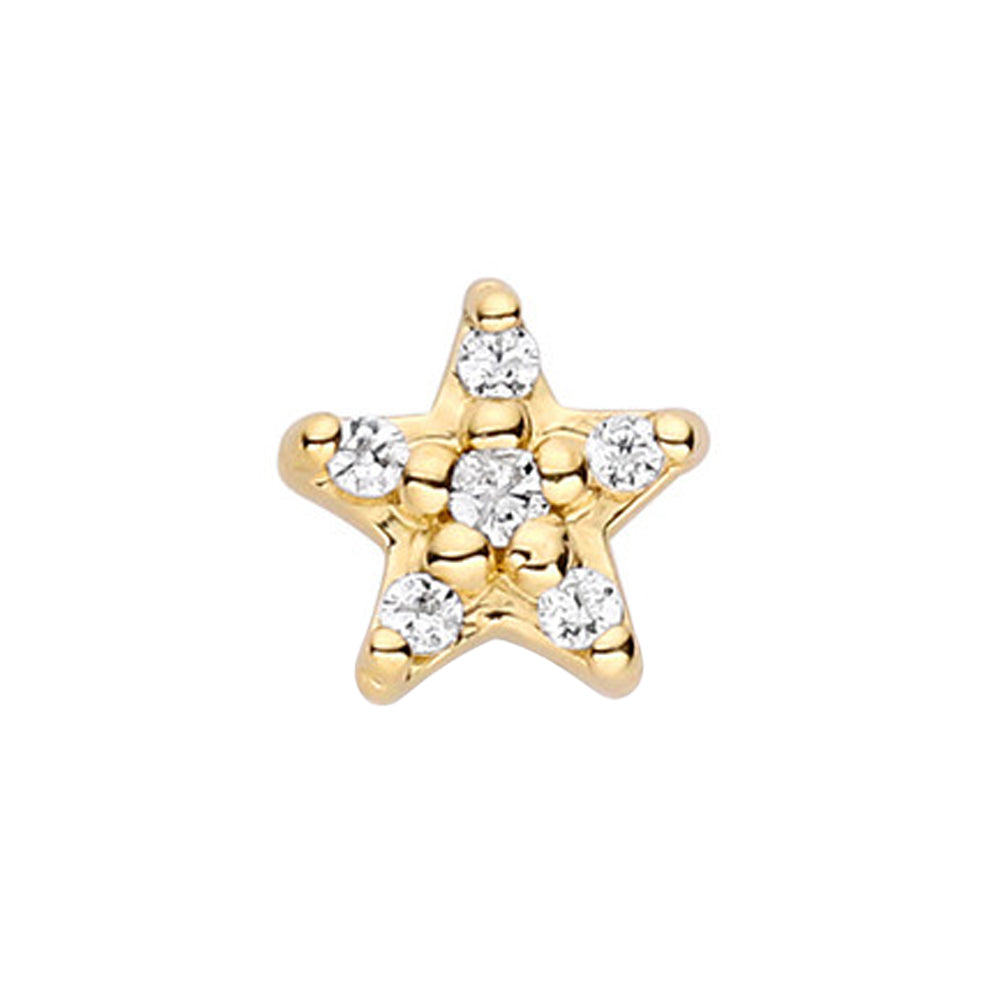 "Phosphoros" with Faceted Gems Threaded End in Gold