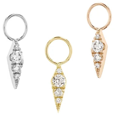 "Blade" Charm in Gold with Diamonds