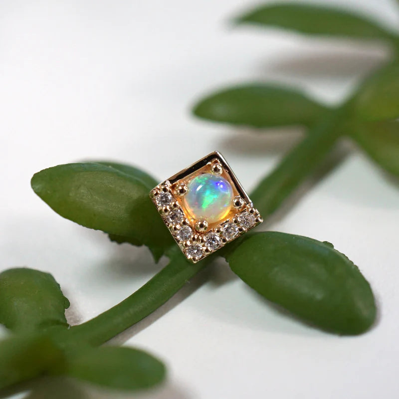 threadless: "Denver" End in Gold with Opal & Diamonds