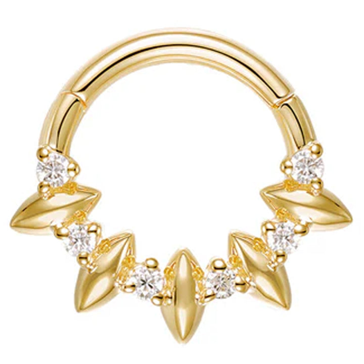 "Shuri" Hinge Ring / Clicker in Gold with Diamonds