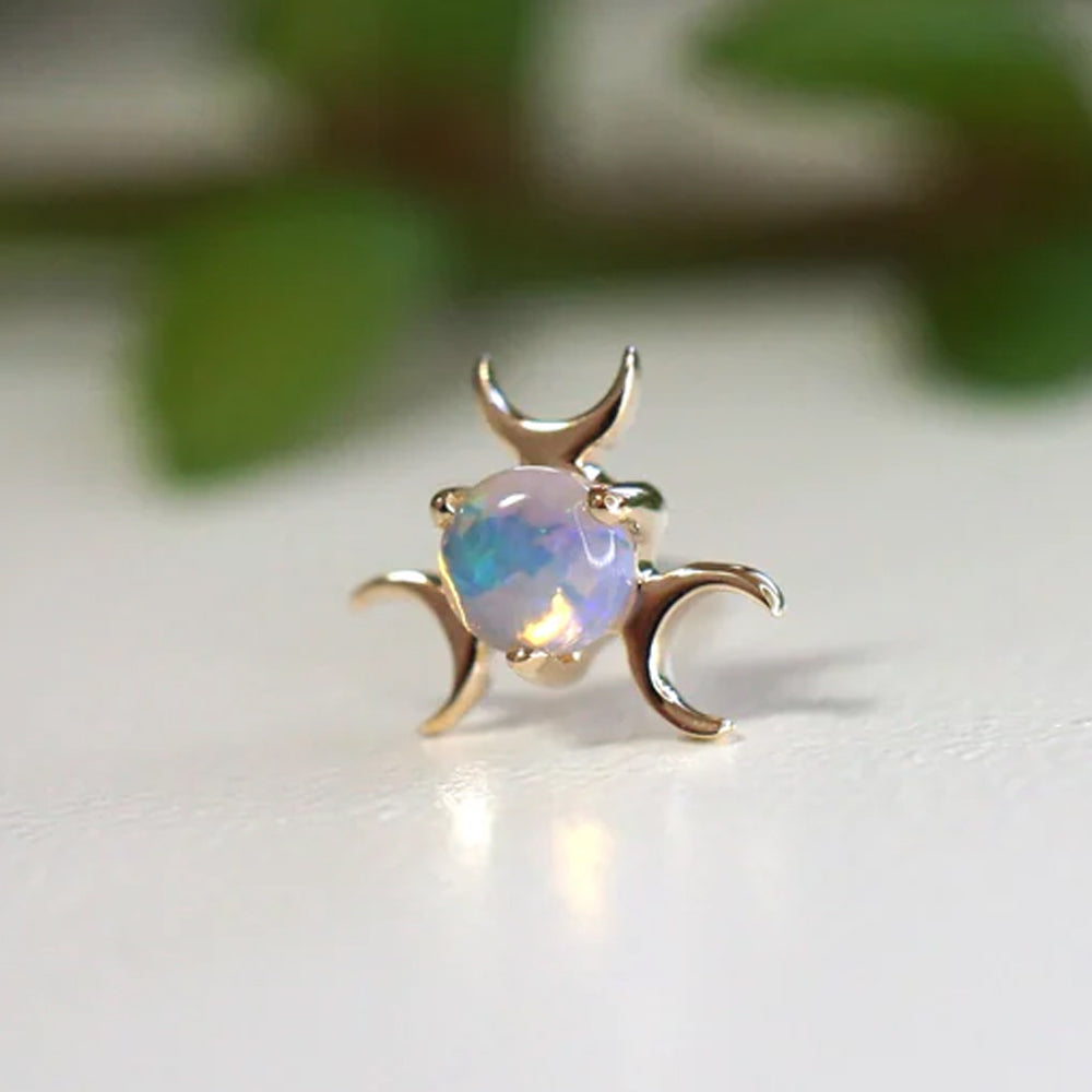 threadless: "Triple Moon Celeste" End in Gold with Genuine Gemstones