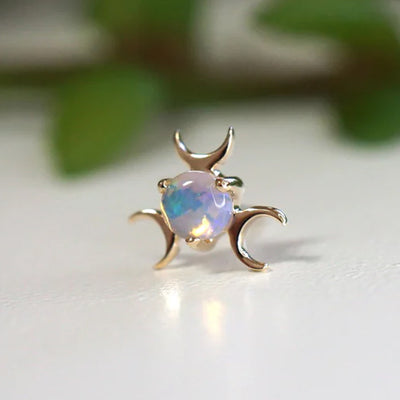 threadless: "Triple Moon Celeste" End in Gold with Genuine Gemstones