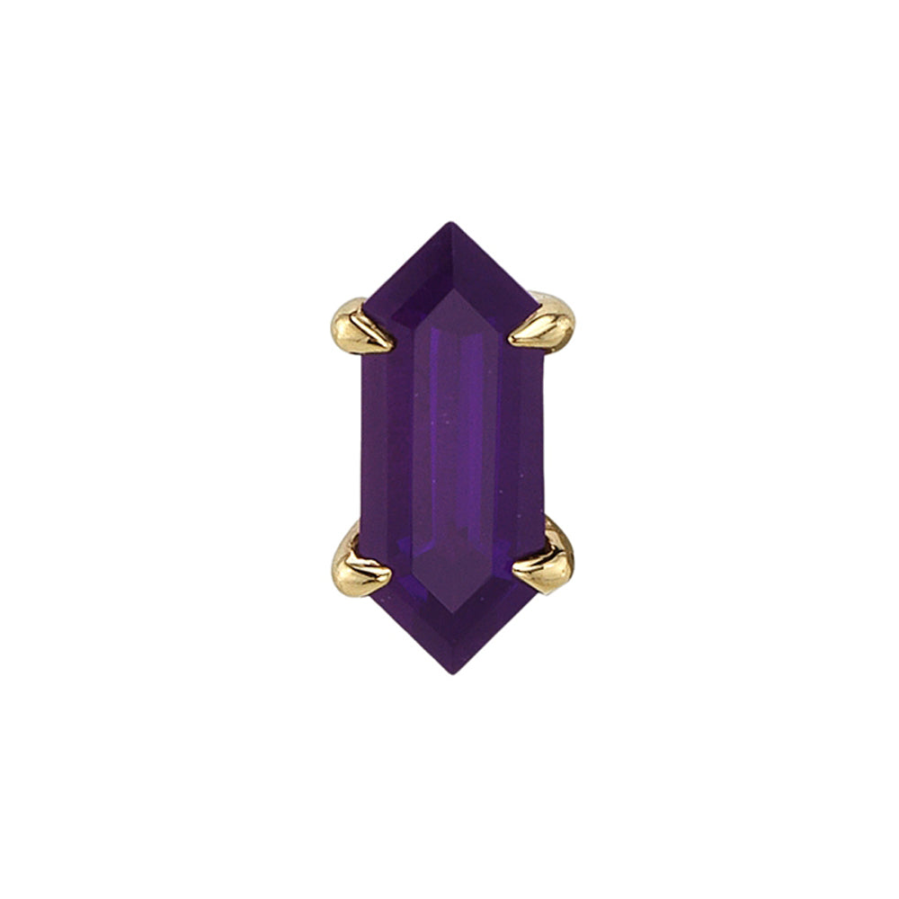 Deco Claw Prong Threaded End in Gold & Platinum with Amethyst