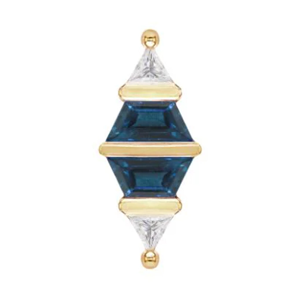 threadless: "Bang Bang" End in Gold with London Blue Topaz & CZ's