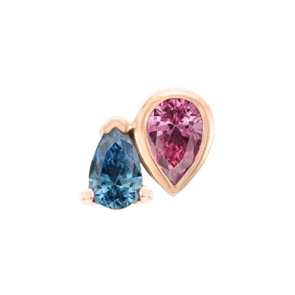 threadless: "Era" End in Gold with Pink Tourmaline & London Blue Topaz