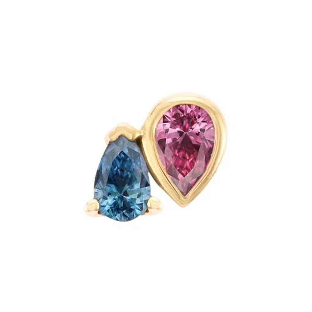 threadless: "Era" End in Gold with Pink Tourmaline & London Blue Topaz