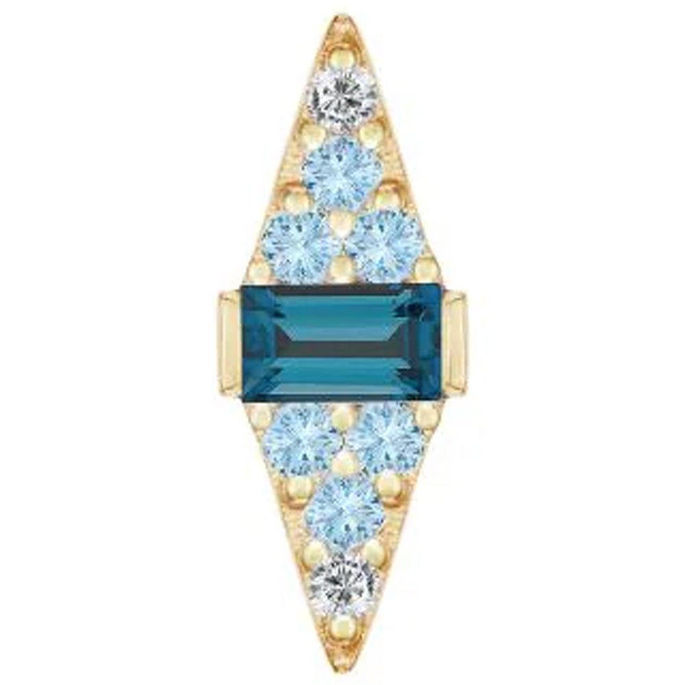 threadless: "Electric Feel" End in Gold with Ombre Blue Topaz