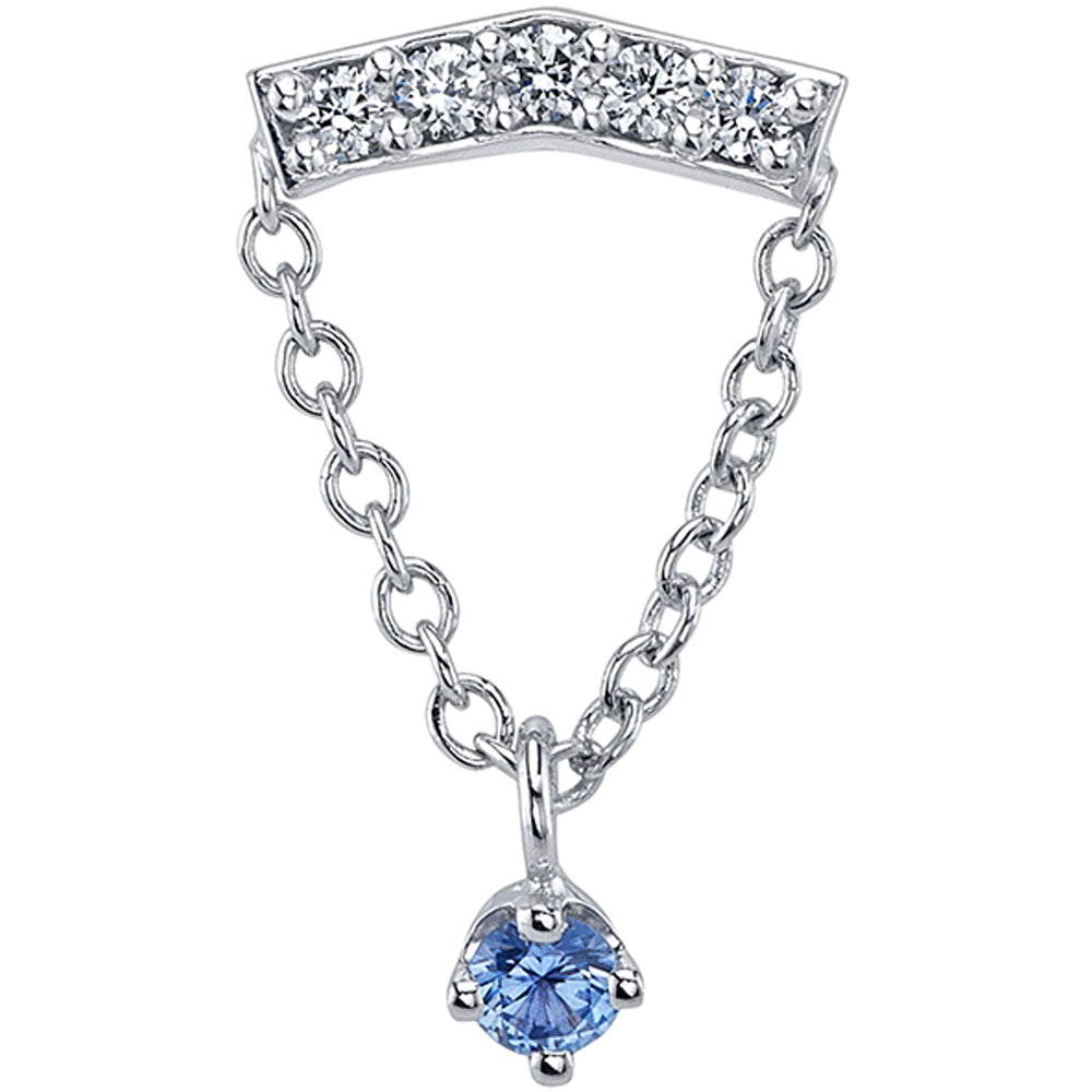 "Anika" Threaded End in Gold & Platinum with Diamond & Tanzanite
